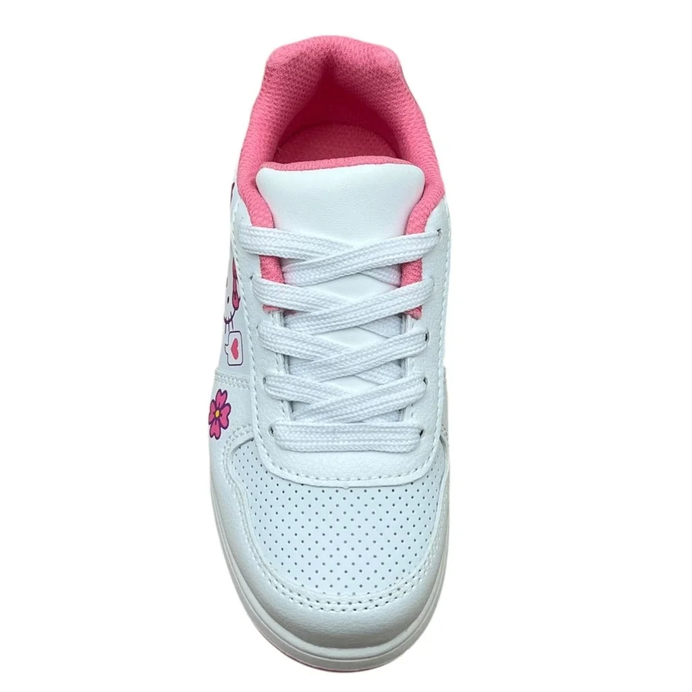 Hello Kitty Little Girls Court Sneakers Size 11 White Pink Purple Casual Lace-Up